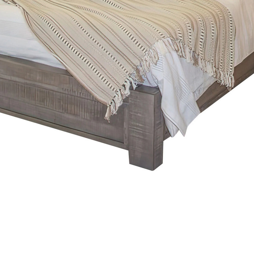 King Size Bed with Headboard Footboard Rustic Gray E50898