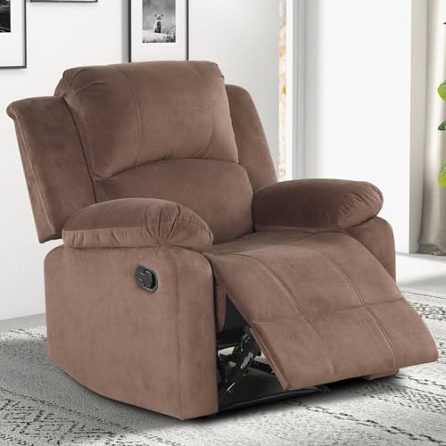 Brown Manual Recliner Chair with Padded Headrest and Armrest B89130