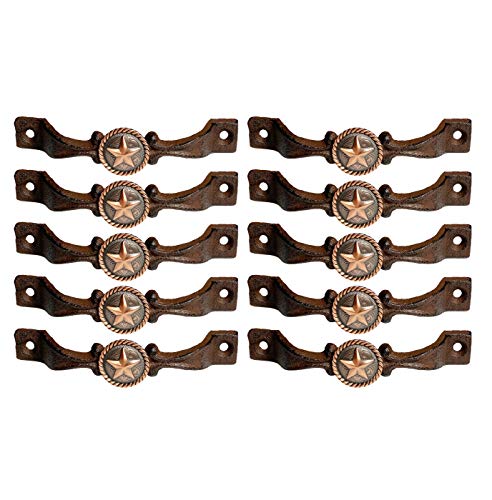 Cast Iron Kitchen Cabinet Handles and Drawer Pulls Antique Country Home Rustic Decor Farmhouse Cabinet Handle Texas Western Star Cabinet Knobs (2, Braided Bronze Star) B31887