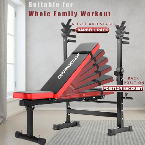 Adjustable 6 in 1 Weight Bench with Squat Barbell Rack P80072