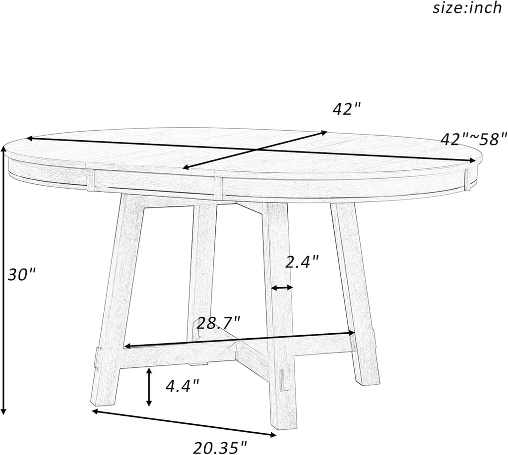 Natural Wood Wash Round Extendable Dining Table with Leaf X264