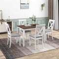 5-Piece Wood Dining Table Set with 4 Upholstered Chairs (Blue) T885