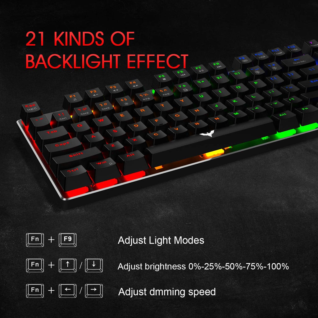 89 Keys Wired Backlit Gaming Keyboard Red Switch with 4800 DPI 6 Button Mouse and Mouse Pad Pack of 2 O8024