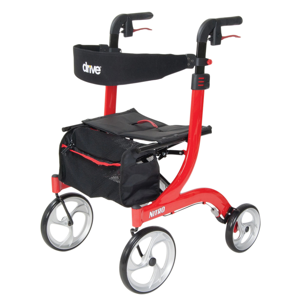 Red Rollator Rolling Walker F6740