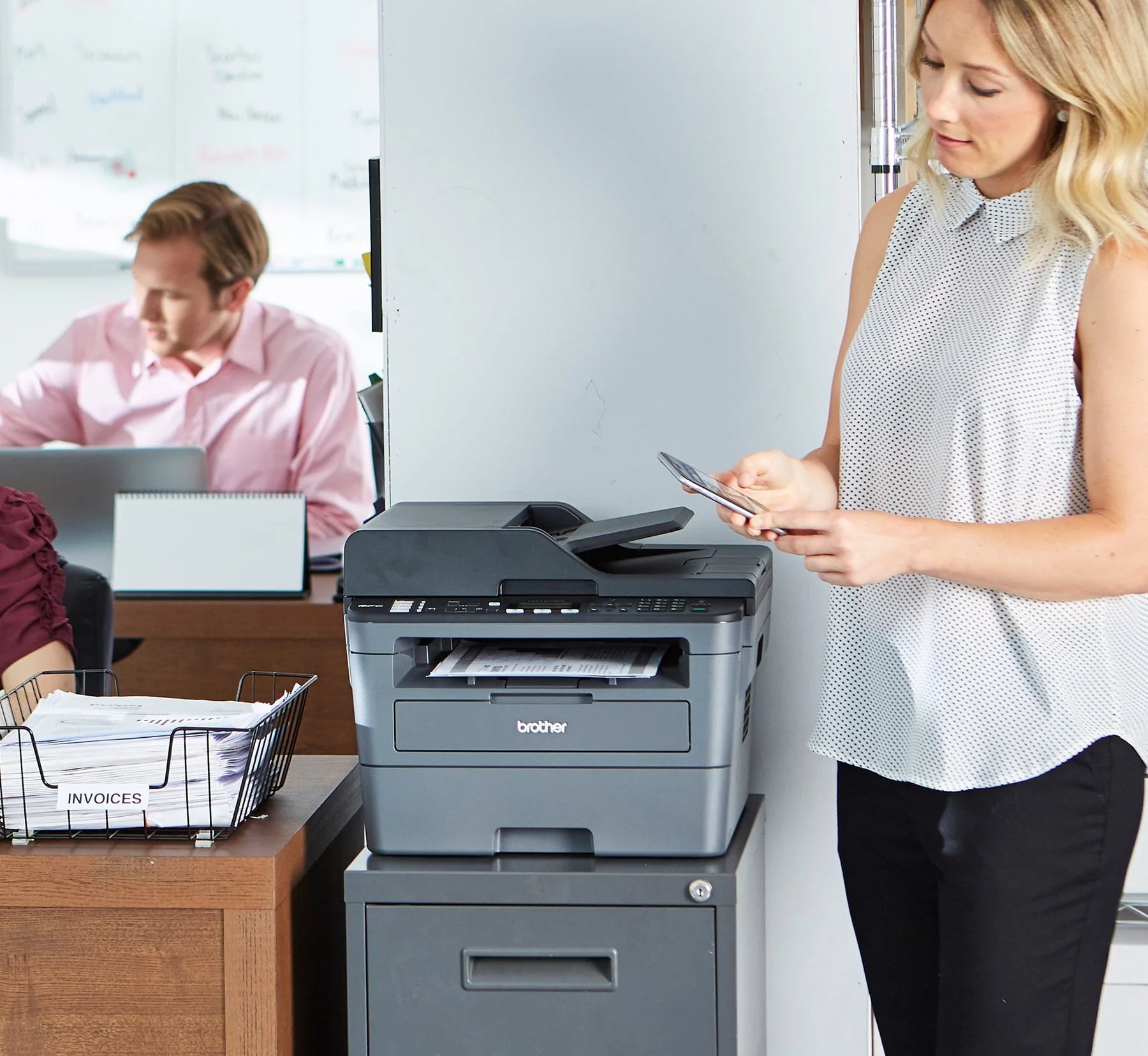 Monochrome Laser All-in-One Printer with Duplex Printing and Wireless Connectivity B108