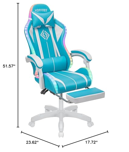Blue and Black RGB Gaming Chair with Speakers and Footrest A84051