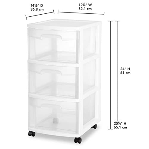 White 3 Drawer Plastic Rolling Storage Cart, 2-Pack P7228
