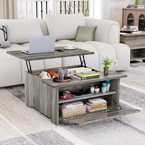 Gray Oak Lift Top Coffee Table with Storage A6416