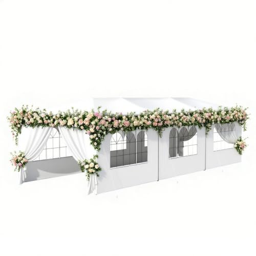 White 10x30 Heavy Duty Party Tent with 8 Removable Sidewalls J683625