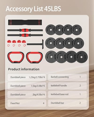 Adjustable Dumbbells Set, 4 in1, 10/20/35/45/70/90lbs Y531