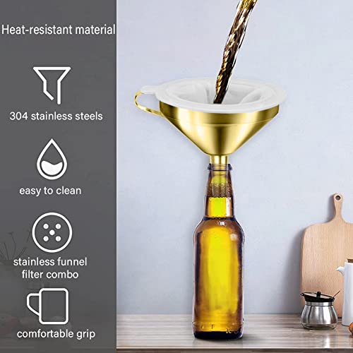 5-Inch 304 Stainless Steel Funnel with Fine Mesh Strainer X36341