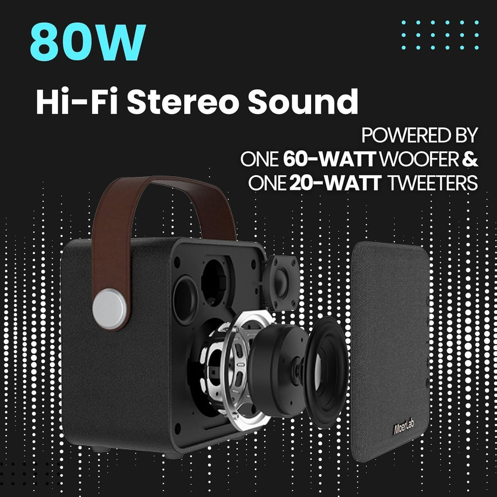 Portable Bluetooth Speaker with 80W Stereo Sound, Deep Bass, 20H Playtime, Bluetooth 5.3 TWS Pairing D951