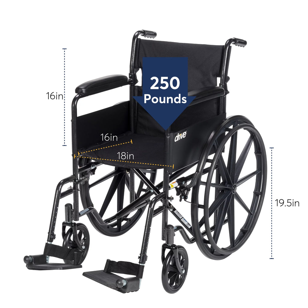 Silver Sport 1 Wheelchair with Full Arms and Swing away Removable Footrest I748