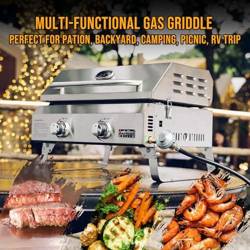 2-Burner Tabletop Propane Gas Griddle, Stainless Steel O943