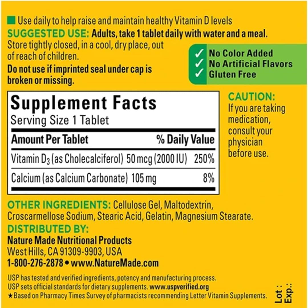 Vitamin D3 2000 IU (50 mcg) Softgels - 320 Day Supply E599417