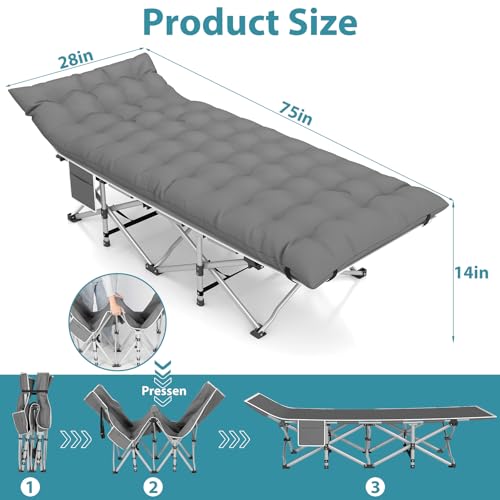 2 Pack Heavy Duty Folding Camping Cot with Carry Bag Y1924