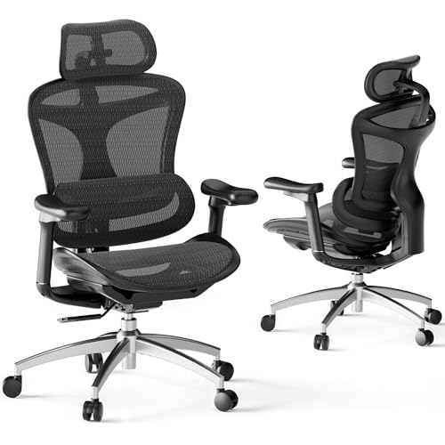 Ergonomic Office Chair with 3D Armrests, Adjustable Backrest, Grey E404218