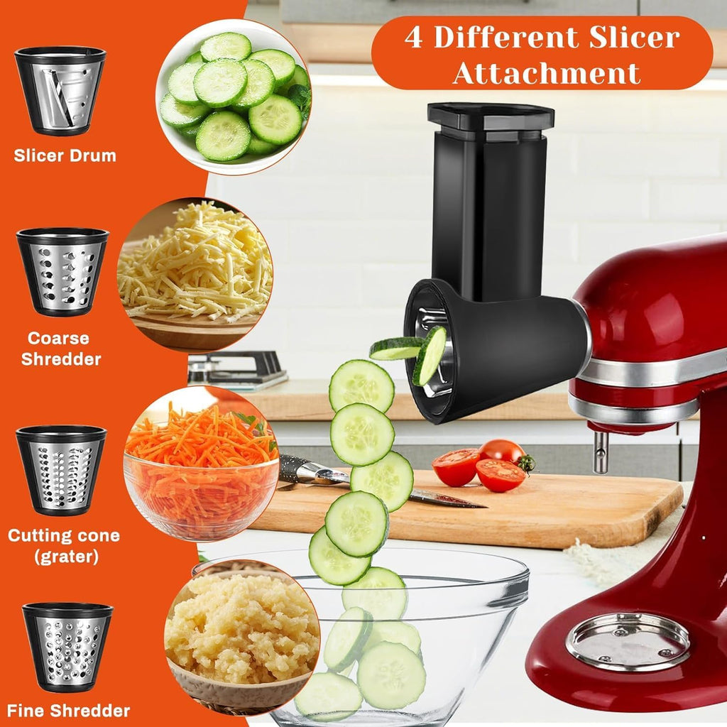 Meat Grinder Attachment for Kitchenaid Stand Mixer with 4 Grinding Plates, Cheese Grater Attachment with 3 Metal Sausage Stuffer Tubes, Salad Maker, Burger Press & 3 Blades E734847