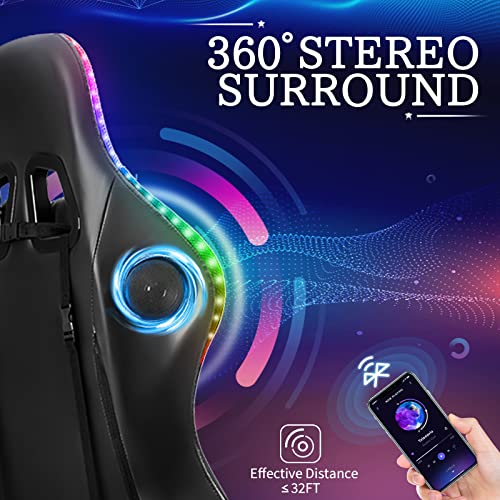 Blue and Black RGB Gaming Chair with Speakers and Footrest A84051