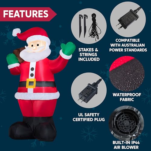 6 FT Christmas Inflatable Santa with Gift Bag with Build in LEDs C2491