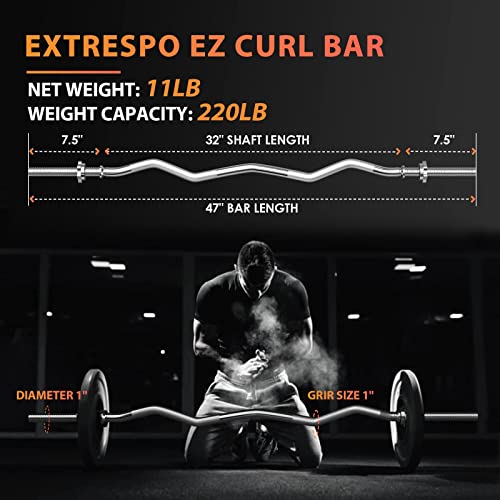 47" EZ Curl Bar Weight Lifting Bar with Star Collars I97212