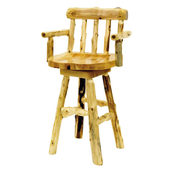 Traditional Cedar Log Swivel Bar Stool Y225864