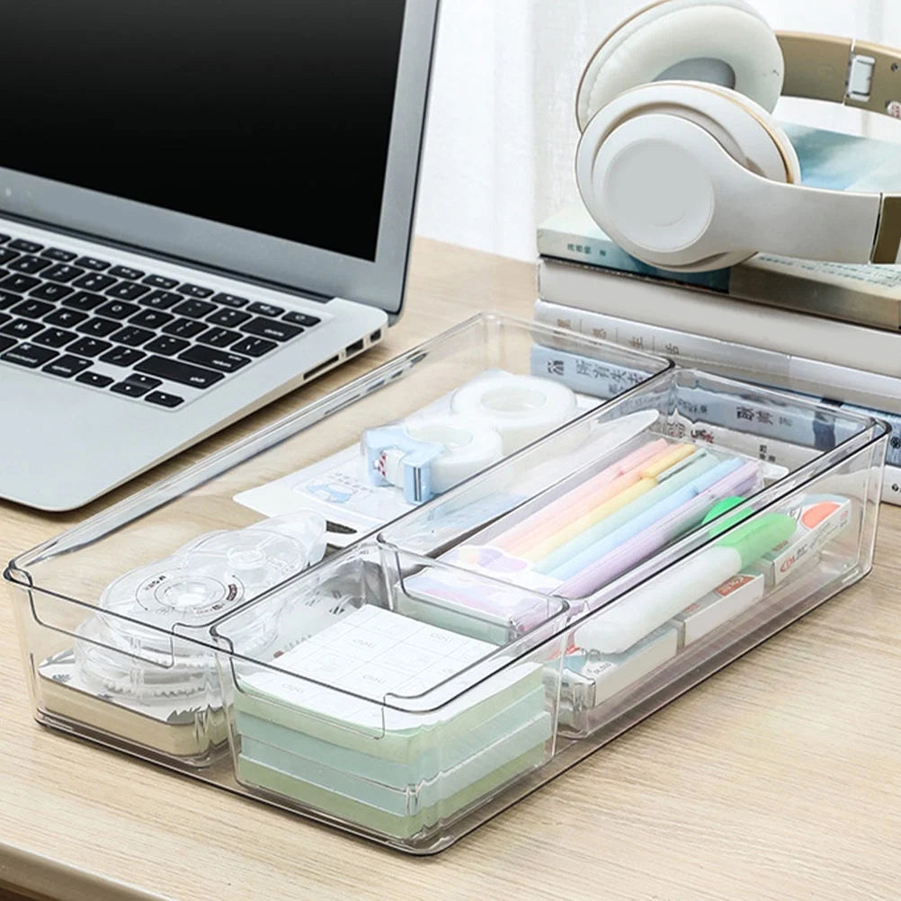Clear Desktop Storage Box with Dividers Y5261