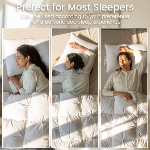 Goose Feather Down Pillows Queen Size Set of 2 with 600TC 100% Cotton Cover L3061