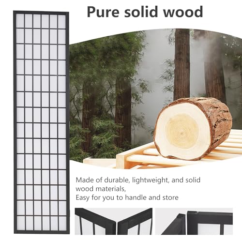6Ft Folding 4 Panels Freestanding Wood Partition Screen V435554