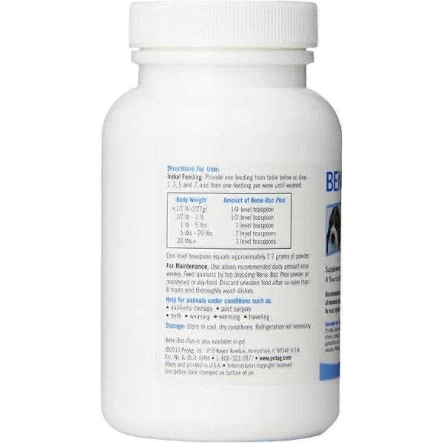 Bene-Bac Plus Powder Prebiotic and Probiotic for Dogs, Cats, Exotic and Wildlife Mammals Y411479
