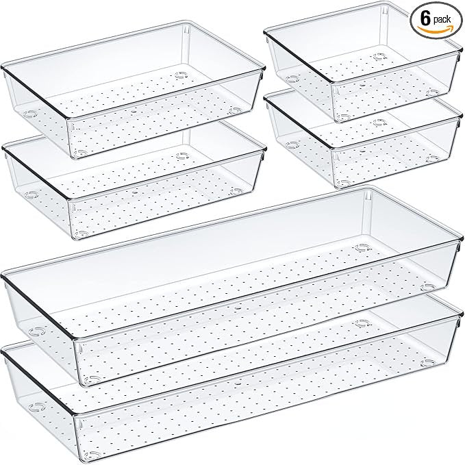 6 Pcs Clear Acrylic Drawer Organizer Set E1461