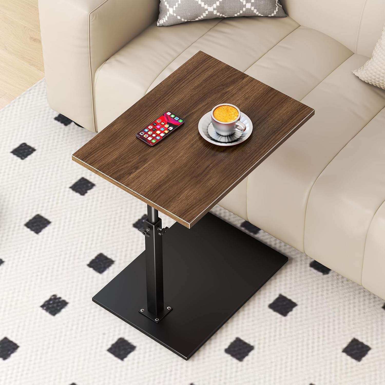 Adjustable C Table End Table 19.6 inch 360° Swivel TV Tray Table R68908