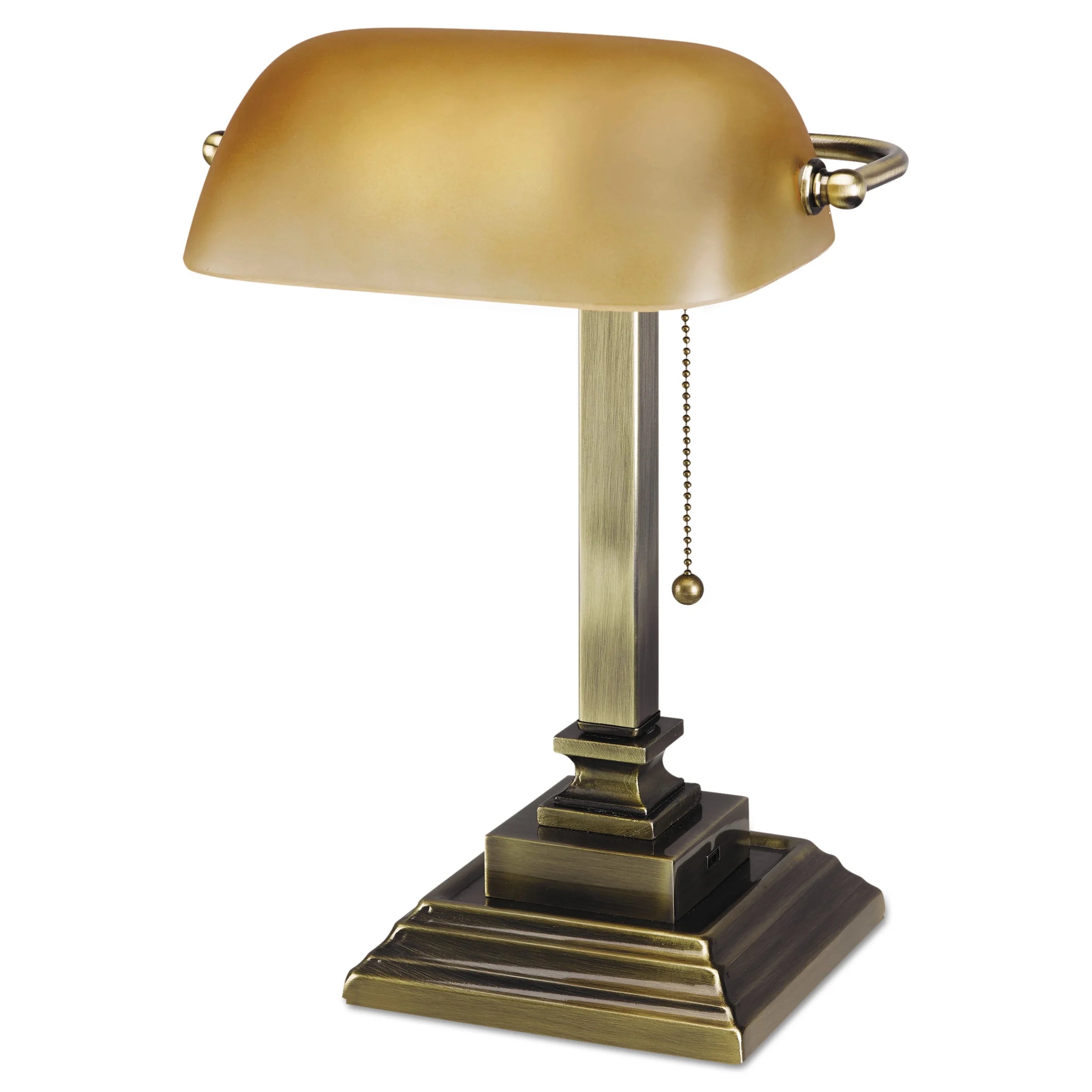 Antique Brass Banker's Lamp with USB F84923