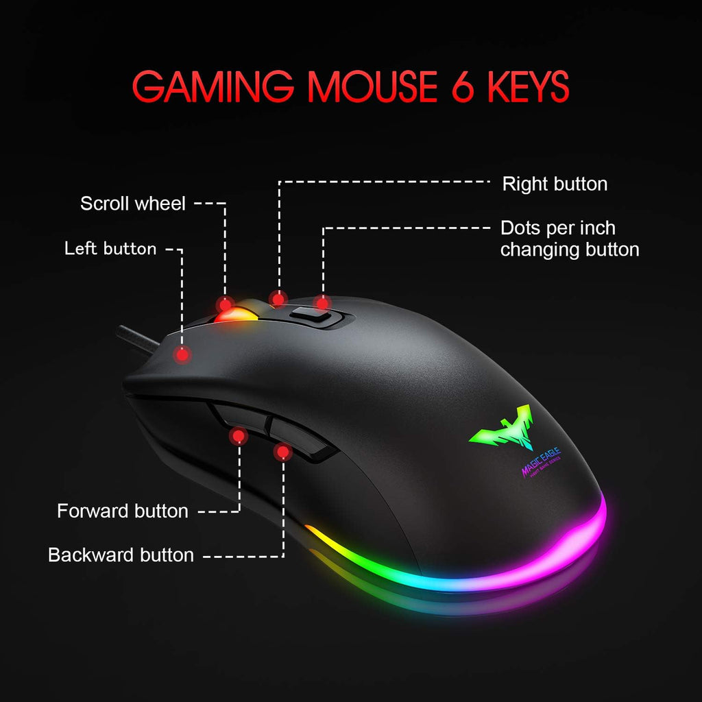 89 Keys Wired Backlit Gaming Keyboard Red Switch with 4800 DPI 6 Button Mouse and Mouse Pad Pack of 2 O8024