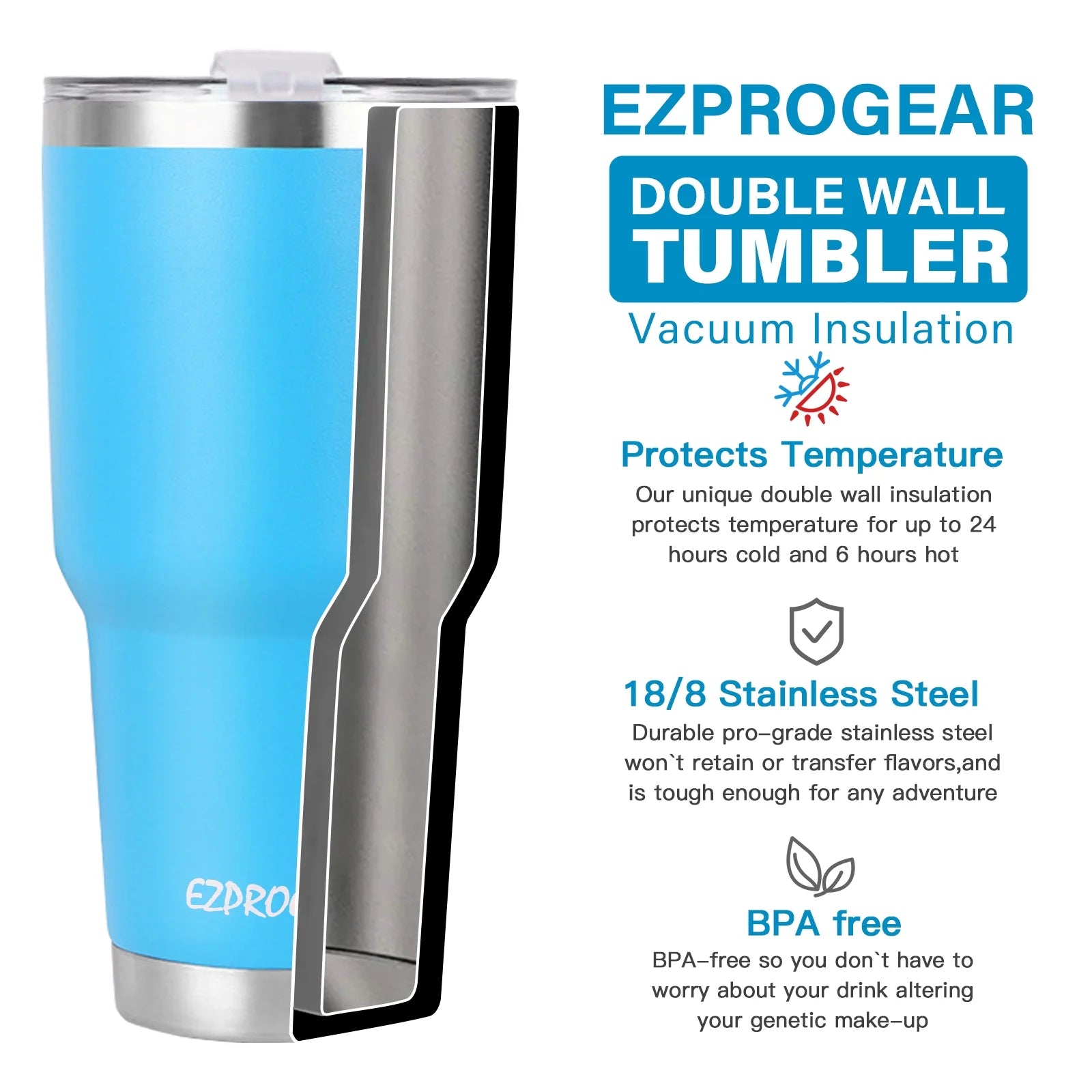 40 oz 2 Pack Stainless Steel Double Wall Vacuum Insulated Tumbler with Handle and Straws J408027