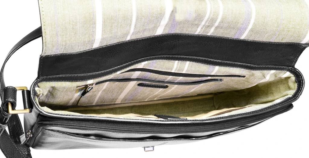 Black Leather Laptop Briefcase D942