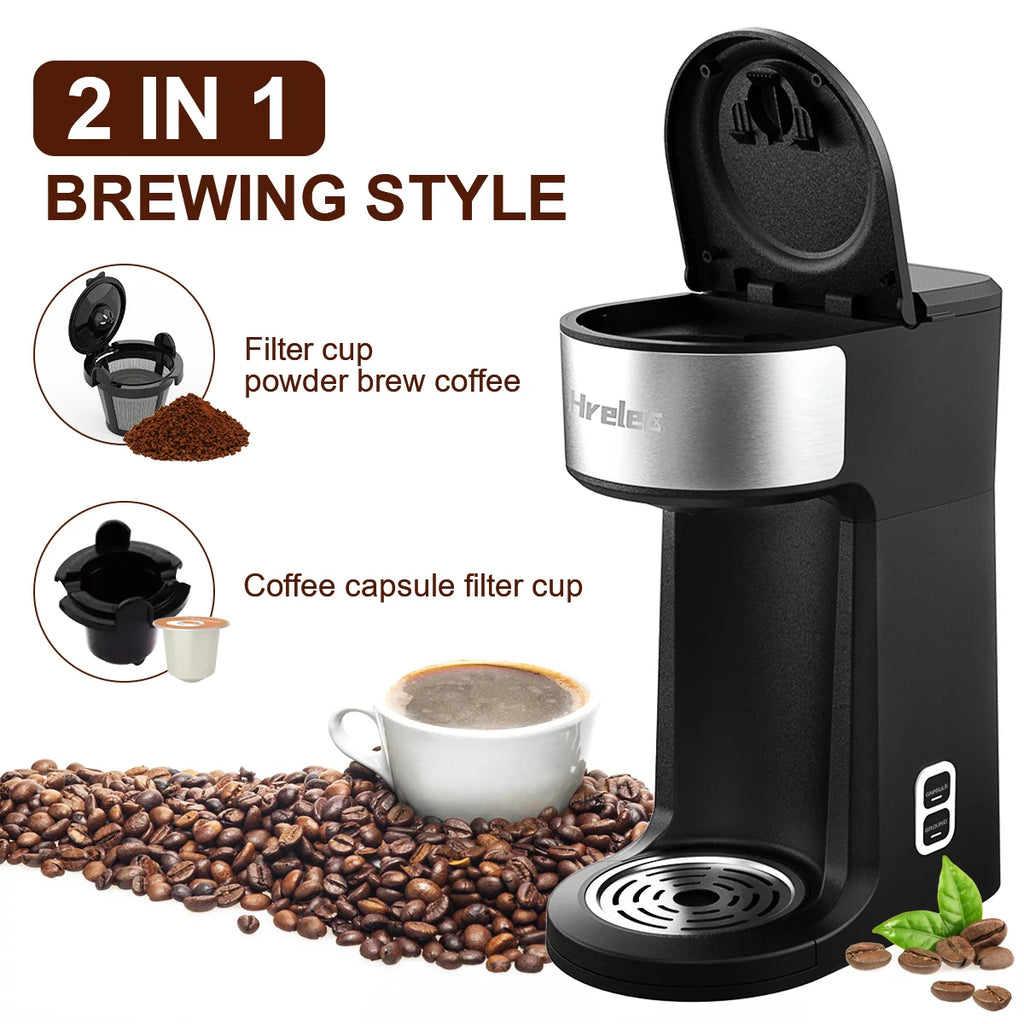 Mini Coffee Machine with Self-Cleaning Function and 8-14 oz Brew Size A2378