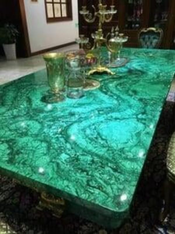 Semi Precious Malachite Gemstone Dining Table (60 x 36 Inches) D48430