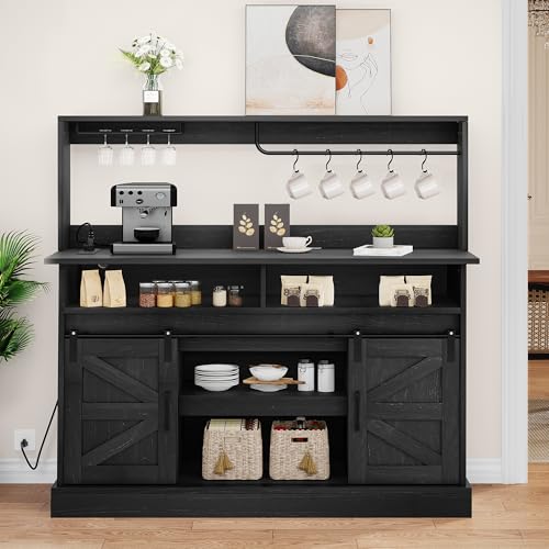 White Sliding Barn Door Sideboard Cabinet with Storage R553