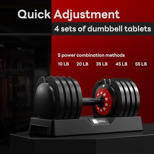Adjustable Dumbbells 5LB to 110LB 5 in1 25/55LB Dumbbell Set with Anti-Slip Metal Handle T90783