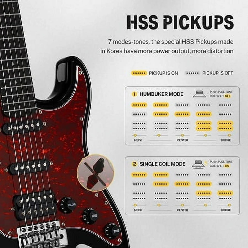 39 Inch Solid Body Electric Guitar with Single Coil Split System Q3557