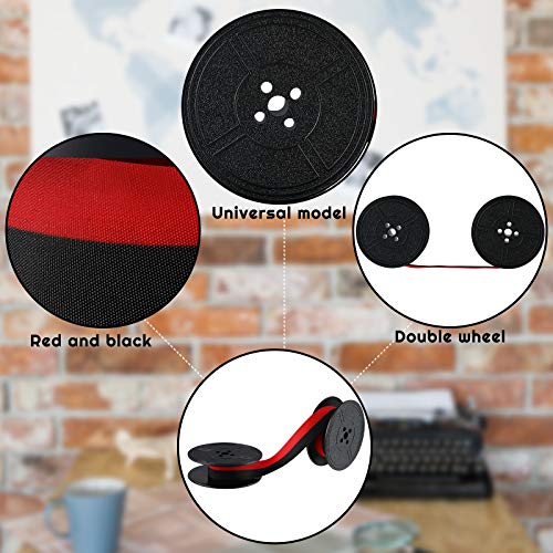 4 Pairs Universal Typewriter Ribbon Twin Spool Replacement Pack (Red, Black) H959