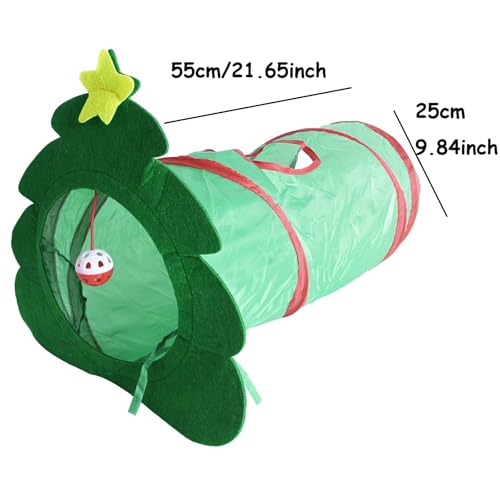 Collapsible Cat Play Tunnel with Festive Tree Shape C9480