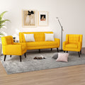 Yellow Tufted Linen Cotton Loveseat with 2 Accent Chairs Y5262