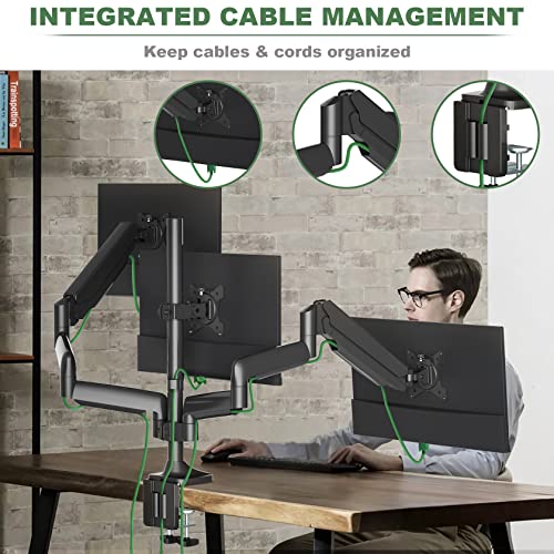 Triple Monitor Mount, Fully Adjustable Gas Spring, VESA 75x75/100x100mm U2763