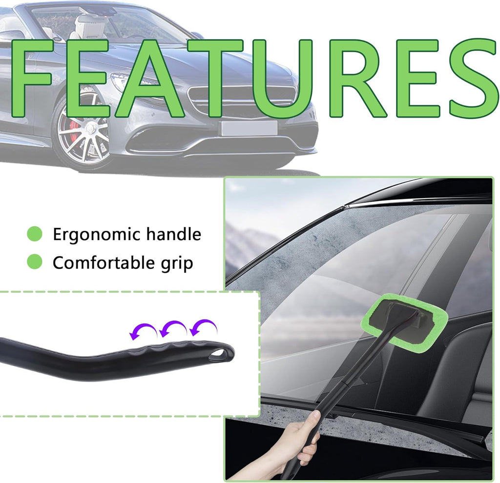 Microfiber Car Window Cleaner Tool Kit with 4PCS Reusable Cloth Cover I21663