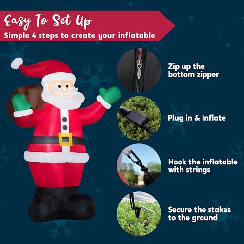6 FT Christmas Inflatable Santa with Gift Bag with Build in LEDs C2491