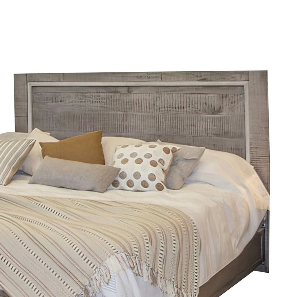 King Size Bed with Headboard Footboard Rustic Gray E50898