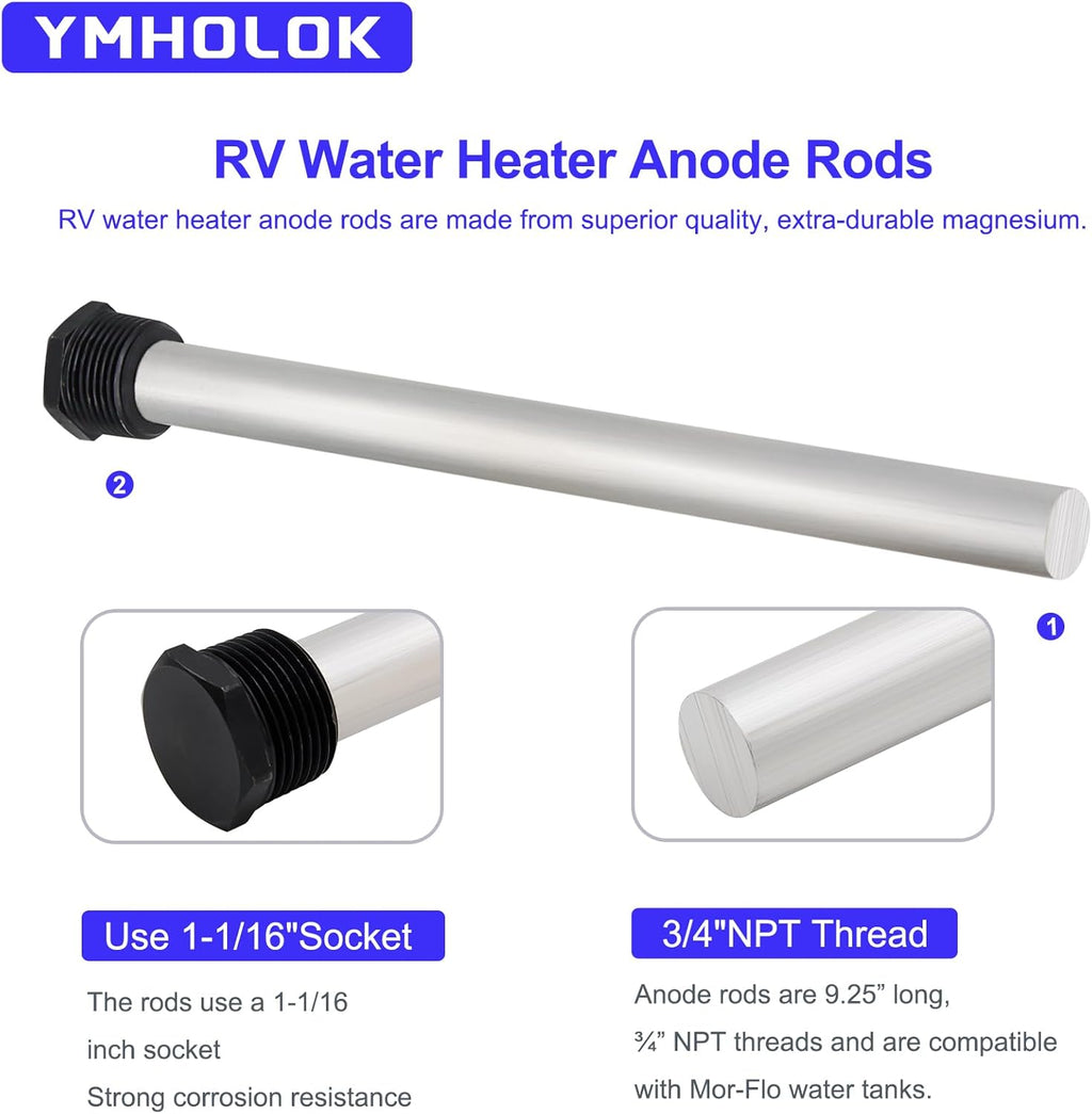 2Pack 9.25" x 3/4" NPT Magnesium Anode Rod I10476