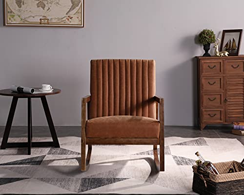 Leather Rocking Chair with Padded Seat Wood Frame Dark Brown PU T615